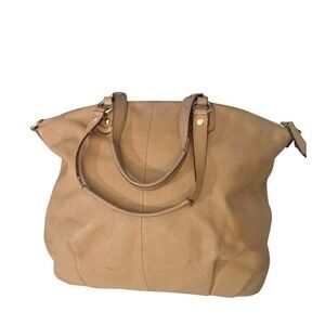 Coach Madison Maggie Tan Leather Shoulder Bag Tote Gold Hardware 14324